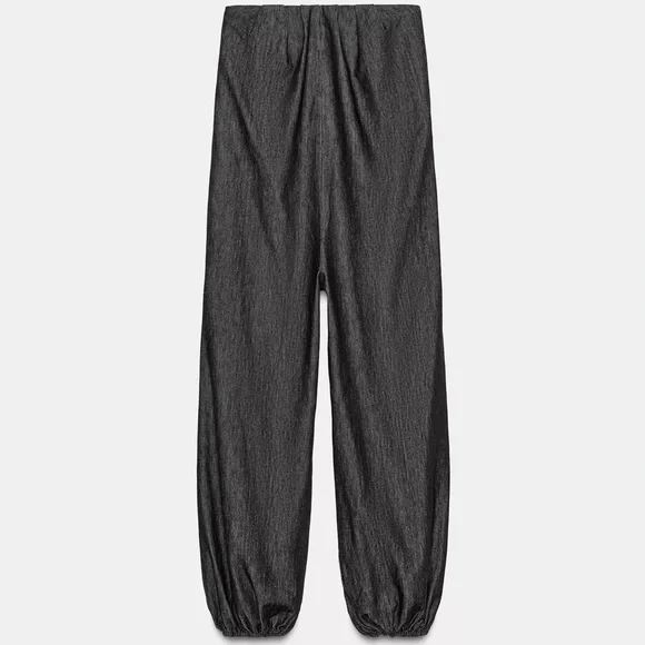 ZARA STRAPLESS DENIM BALLOON JUMPSUIT TRF - Picture 6 of 8